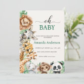 Editable Safari Baby Shower Invitation Template Einladung (Stehend Vorderseite)