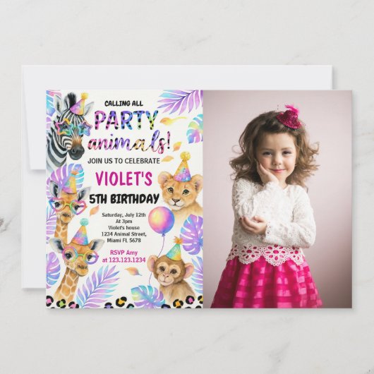 Editable Safari Geburtstag Einladung mit Foto (Vorderseite)