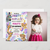 Editable Safari Geburtstag Einladung mit Foto (Vorne/Hinten)