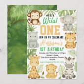 Editable Safari Geburtstagseinladung Einladung (Vorne/Hinten)