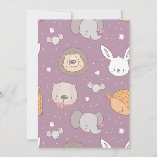 Editable Safari Jungle Animal Pink Baby Dusche Einladung (Rückseite)