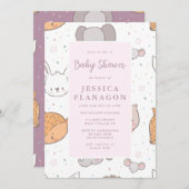 Editable Safari Jungle Animal Pink Baby Dusche Einladung (Vorne/Hinten)