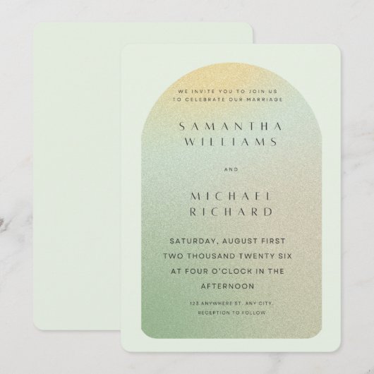 Editable Sage Green Modern Wedding Invite | Elegan Einladung (Vorne/Hinten)