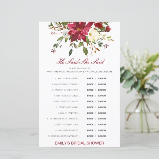 Editable sagte, sie sagte Polterabend Game (Stehend Vorderseite)