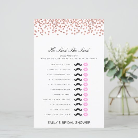 Editable sagte, sie sagte Polterabend Game (Stehend Vorderseite)