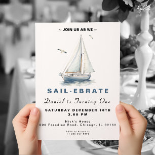 Editable Sail-Ebrate Sailboat Birthday Einladung