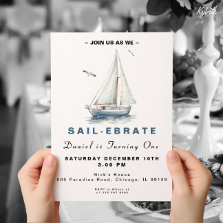 Editable Sail-Ebrate Sailboat Birthday Einladung