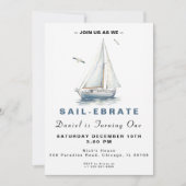 Editable Sail-Ebrate Sailboat Birthday Einladung (Vorderseite)