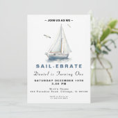 Editable Sail-Ebrate Sailboat Birthday Einladung (Stehend Vorderseite)