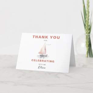 Editable Sailboat Birthday Danke Karte - Pink