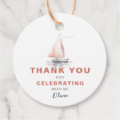 Editable Sailboat Circle Gefallen/Vielen Dank TagP Geschenkanhänger (Vorderseite)