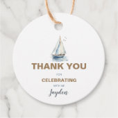 Editable Sailboat Circle Vielen Dank Tag - Blue Geschenkanhänger (Vorderseite)