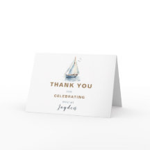 Editable Sailboat Nautic Danke Card - Blau