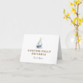 Editable Sailboat Nautical Tilfood Zelt Card Karte (Gelbe Blume)