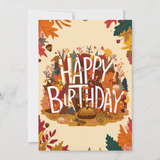 Editable Saison Herbstverfall glücklich Geburtstag Karte (Vorderseite)