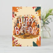 Editable Saison Herbstverfall glücklich Geburtstag Karte (Stehend Vorderseite)