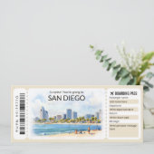 Editable San Diego Flugzeug Ticket, Kalifornien Tr Einladung (Stehend Vorderseite)