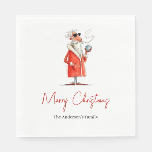 Editable Santa Claus Funny Christmas Dinner Napkin Serviette (Vorderseite)