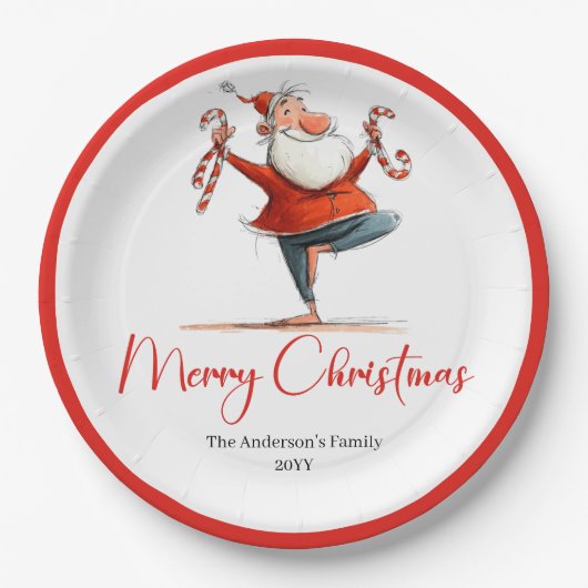 Editable Santa Claus Humor Christmas Paper Plates Pappteller (Vorderseite)