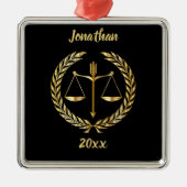 Editable Scales of Justice and Laurel Ornament Aus Metall (Vorne)