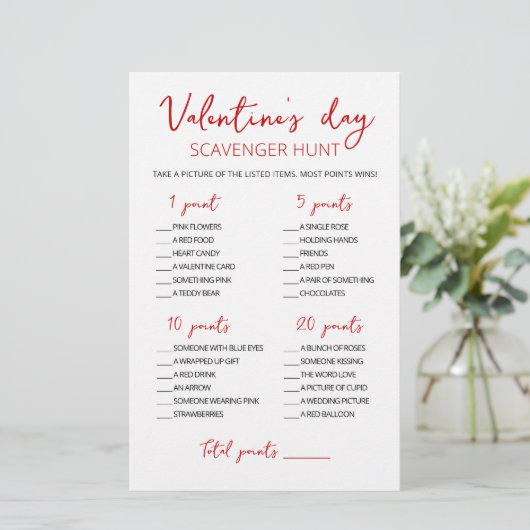Editable Scavenger Hunt Valentine's Day Spiel (Stehend Vorderseite)