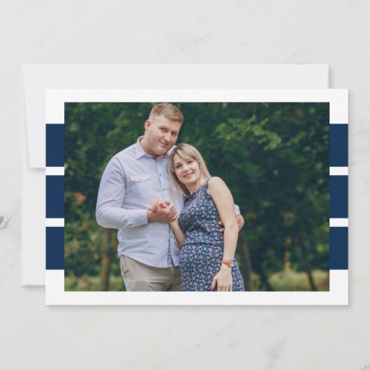 Editable Schlagzeilen 2 Foto Navy Pink Pregnance Ankündigung (Rückseite)