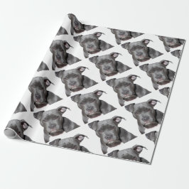 Editable schwarzes Pitbull Geschenkpapier