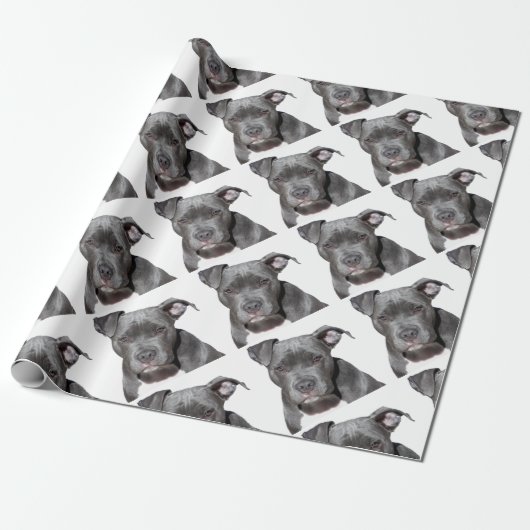 Editable schwarzes Pitbull Geschenkpapier (Ungerollt)