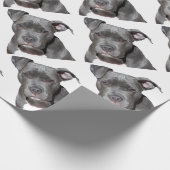 Editable schwarzes Pitbull Geschenkpapier (Ecke)