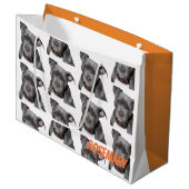 Editable schwarzes Pitbull Große Geschenktüte (Vorderseite Schrägansicht)