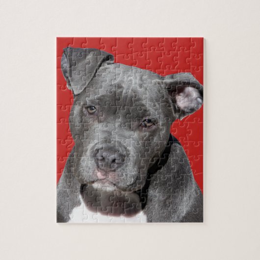 Editable schwarzes Pitbull Puzzle (Vertikal)