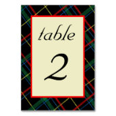 Editable Scottish Tartan Tischnummer Cards (Vorderseite)