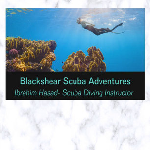 Editable Scuba Adventures and Lessings Visitenkarte