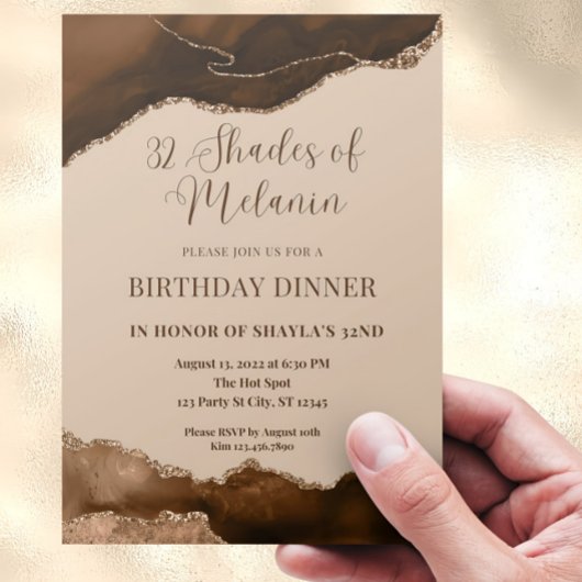 Editable Shades Melanin Birthday Dinner Einladung