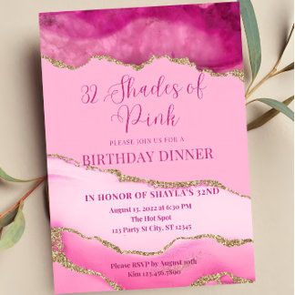 Editable Shades Pink Invitation, Agate Birthday Einladung