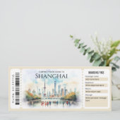 Editable Shanghai Flugzeug Boarding Ticket Einladung (Stehend Vorderseite)