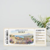 Editable Sicily Trip Boarding Pass Ticket Einladung (Stehend Vorderseite)
