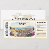 Editable Sicily Trip Boarding Pass Ticket Einladung (Vorne/Hinten)