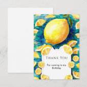 Editable Simple Lemon Birthday Dankeskarte (Vorne/Hinten)
