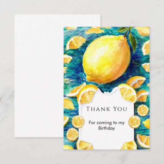 Editable Simple Lemon Birthday Dankeskarte (Vorne/Hinten)