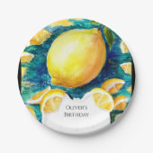 Editable Simple Lemon Birthday Pappteller (Vorderseite)