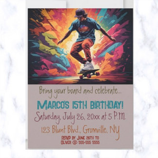 Editable Skateboarder Birthday Einladung