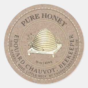 Editable Skep Honey Kraft Honey Jar Label Runder Aufkleber