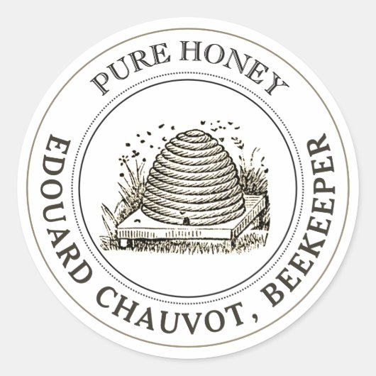 Editable Skep Honey Kraft Honey Jar Lid Label Runder Aufkleber (Vorderseite)