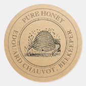 Editable Skep Honey Kraft Honey Jar Lid Label Runder Aufkleber (Vorderseite)