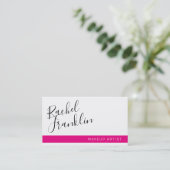 EDITABLE-Skriptname Modernes, schwarzes Hot-Pink Visitenkarte (Stehend Vorderseite)