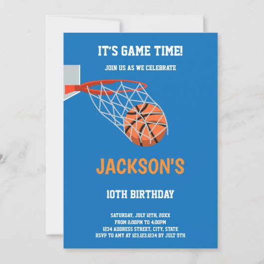 Editable Slam Dunk Sports Party laden ein Einladung (Vorderseite)