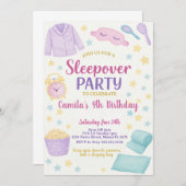 Editable Sleepover Geburtstagsparty Einladung (Vorne/Hinten)