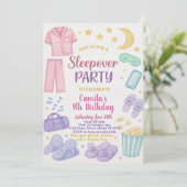 Editable Sleepover Geburtstagsparty Einladung (Stehend Vorderseite)