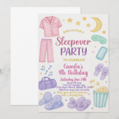 Editable Sleepover Geburtstagsparty Einladung (Vorne/Hinten)